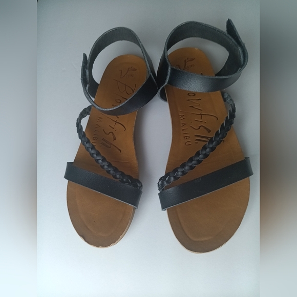 Blowfish Black and Brown Sandals with Braided Straps - Picture 1 of 8